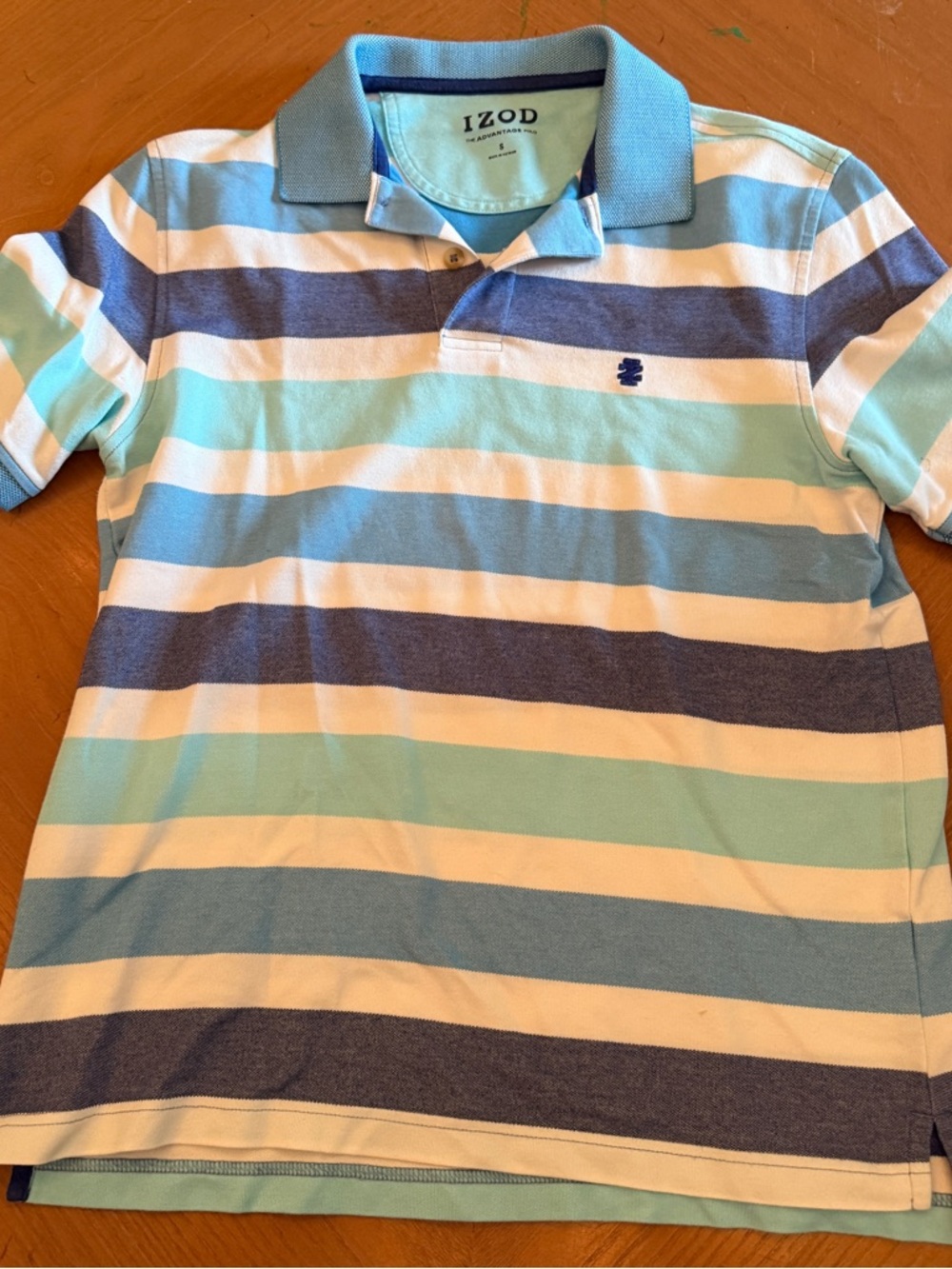Izod Blue & White Striped Polo Shirt